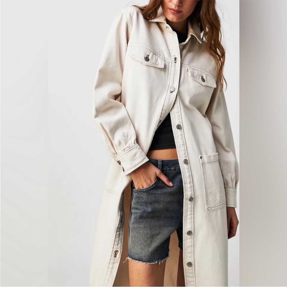 Free People We The Free Ana Lou Denim Duster NWOT Size Large